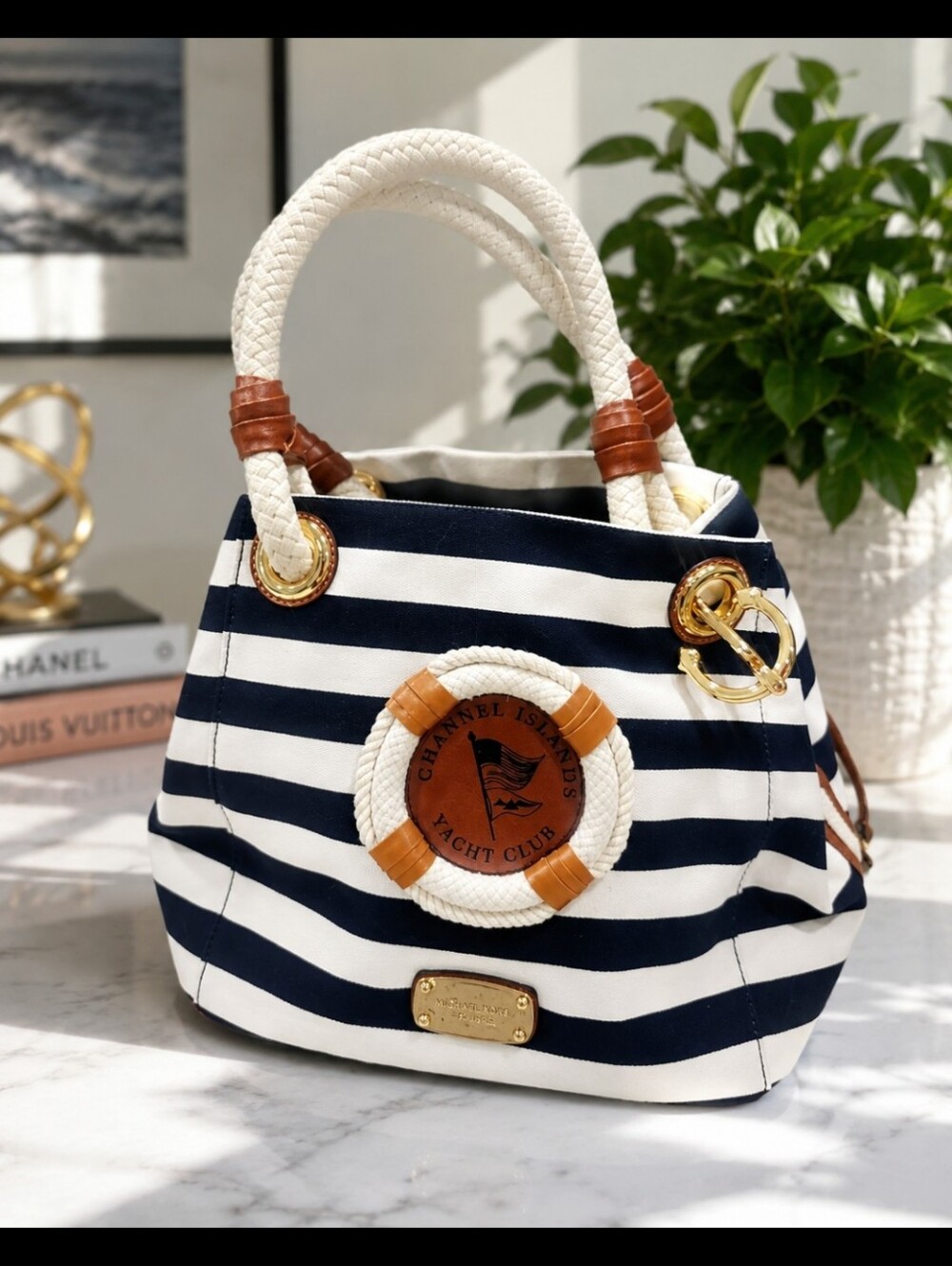NEW Michael Kors Navy & White Striped Tote with Rope Handles - FREE SHIPPING!!!
